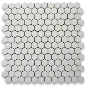 Thassos White  Marble Hexagon Honed Mosaic 1 inch 
